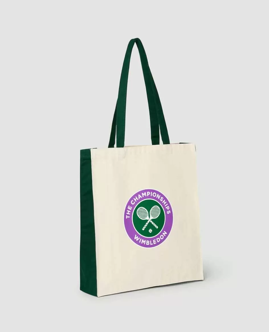 Wimbledon Championships Logo Shopper Tote - Natural With Green Gussets