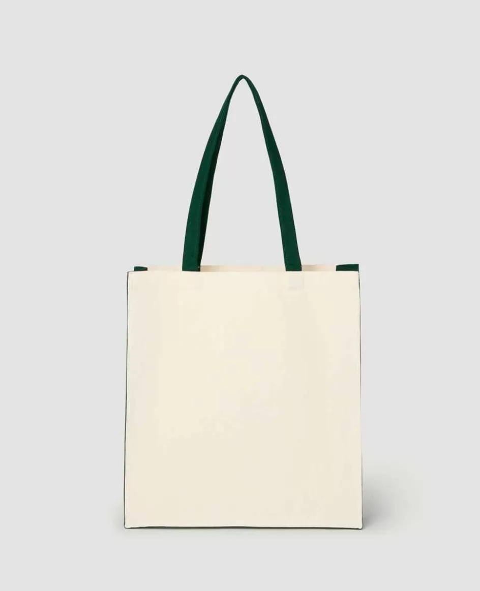 Wimbledon Championships Logo Shopper Tote - Natural With Green Gussets