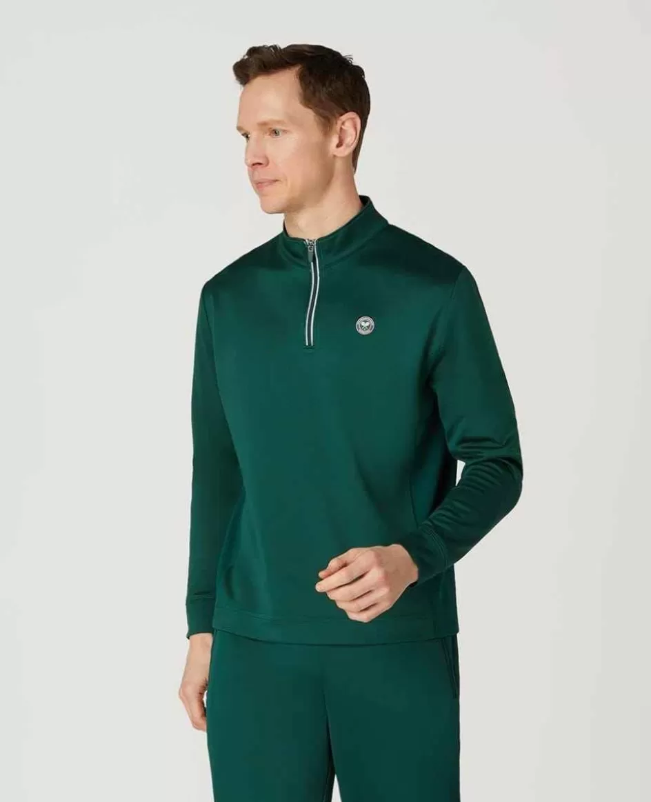 Wimbledon Mens Core Performance 1/4 Zip Training Top - Green