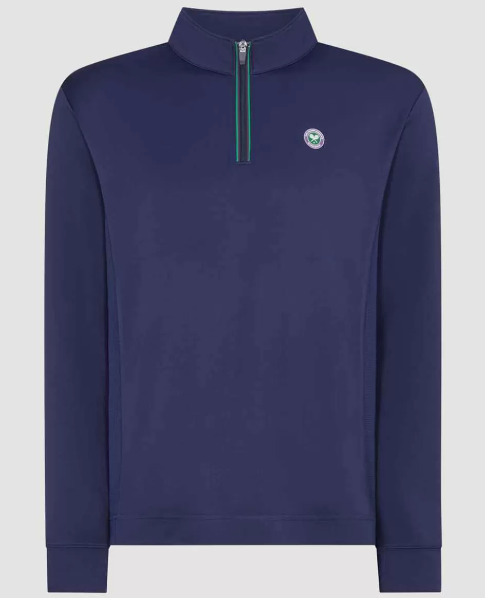 Wimbledon Mens Core Performance 1/4 Zip Training Top - Navy