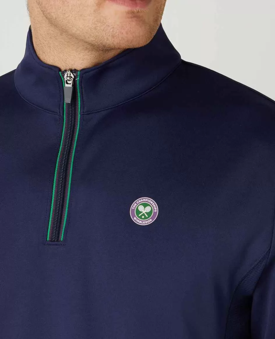 Wimbledon Mens Core Performance 1/4 Zip Training Top - Navy