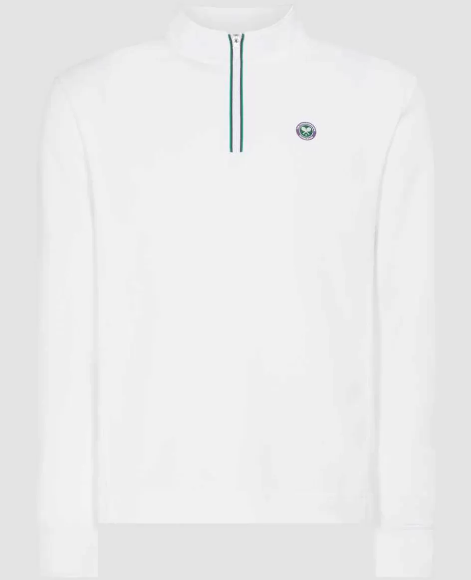 Wimbledon Mens Core Performance 1/4 Zip Training Top - White