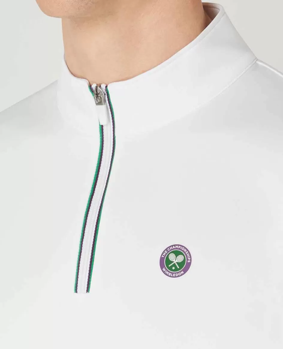 Wimbledon Mens Core Performance 1/4 Zip Training Top - White