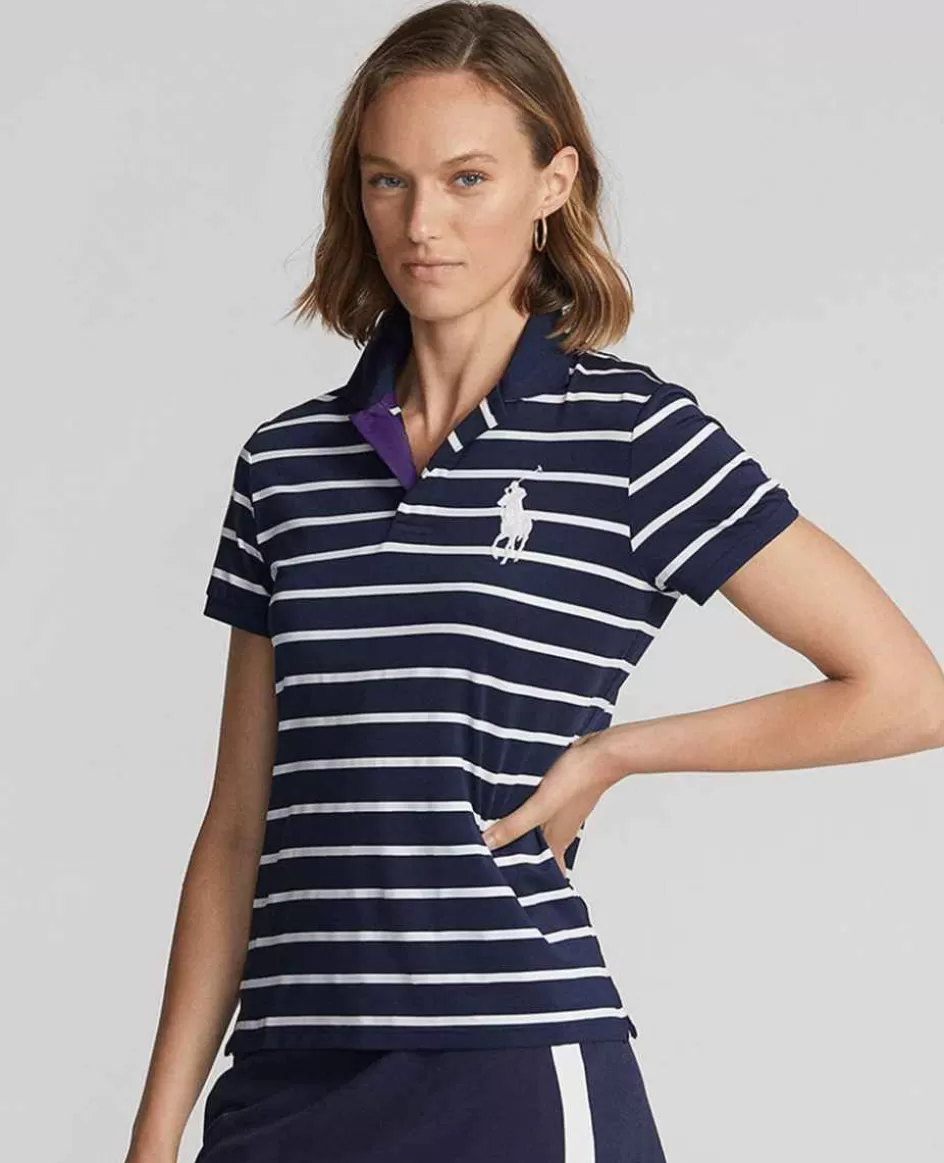 Ralph Lauren Polo Women's Ball Girl Striped Polo Shirt - Navy
