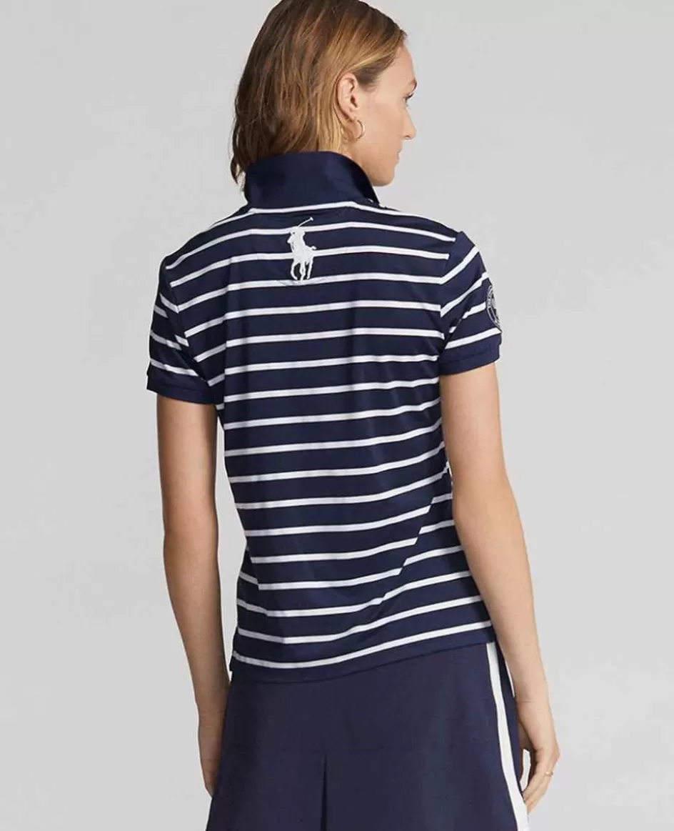 Ralph Lauren Polo Women's Ball Girl Striped Polo Shirt - Navy