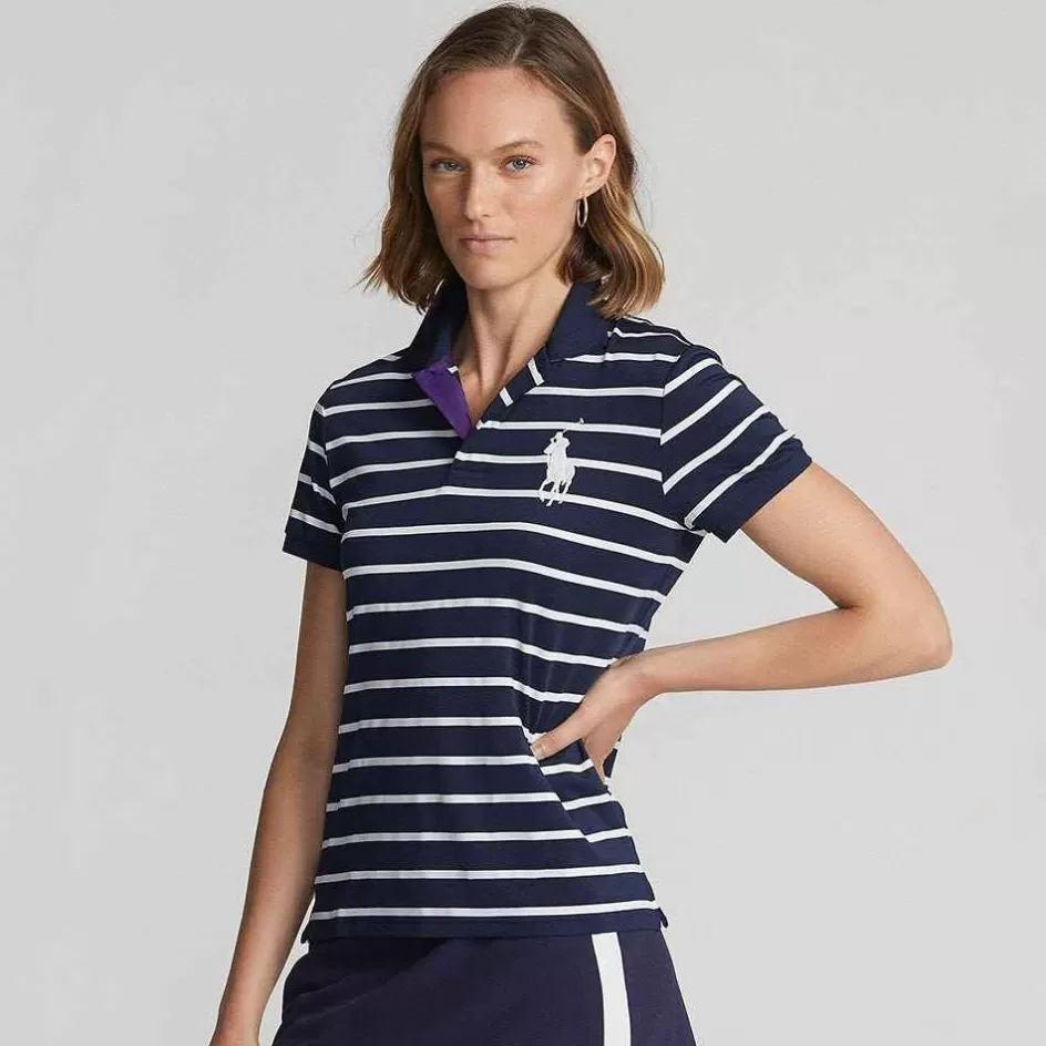 Ralph Lauren Polo Women's Ball Girl Striped Polo Shirt - Navy