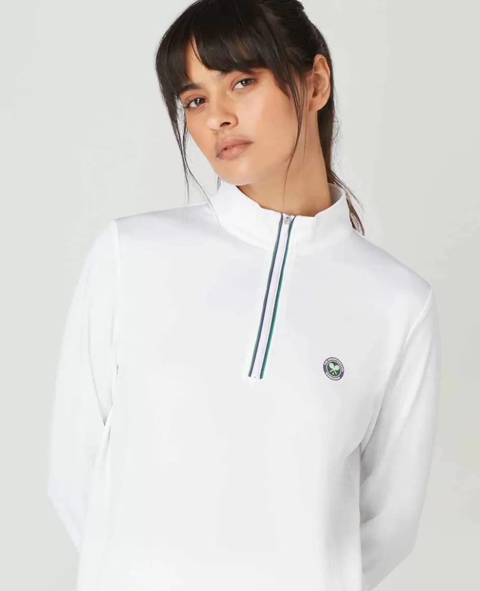 Wimbledon Womens Core Performace 1/4 Zip Training Top - White