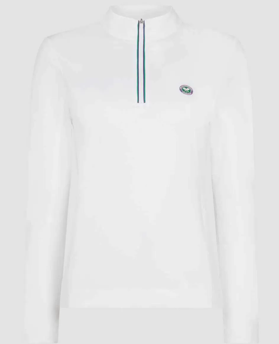 Wimbledon Womens Core Performace 1/4 Zip Training Top - White