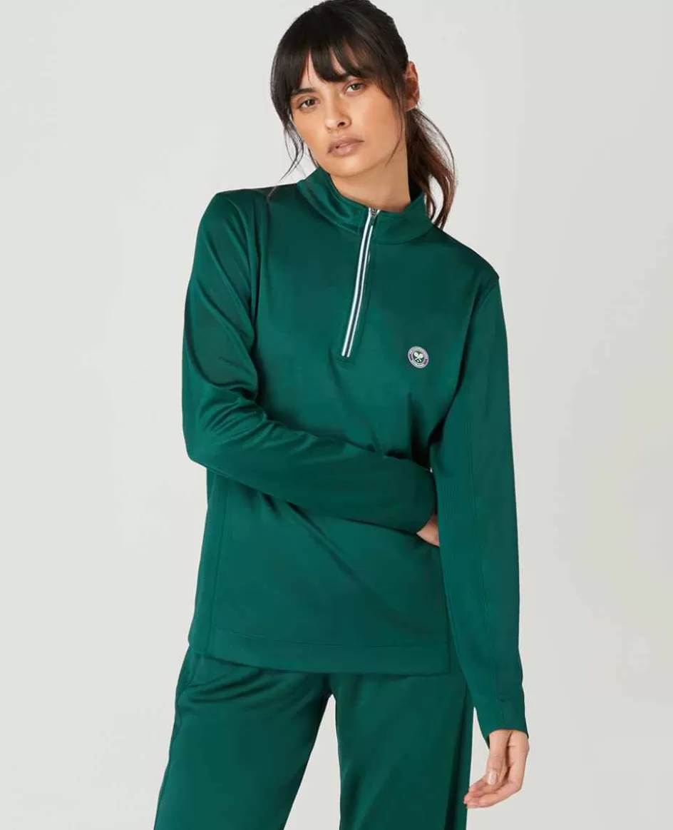 Wimbledon Womens Core Performance 1/4 Zip Training Top - Green