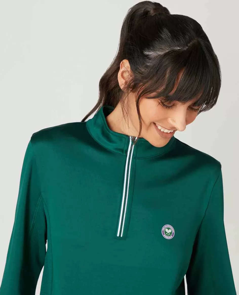 Wimbledon Womens Core Performance 1/4 Zip Training Top - Green