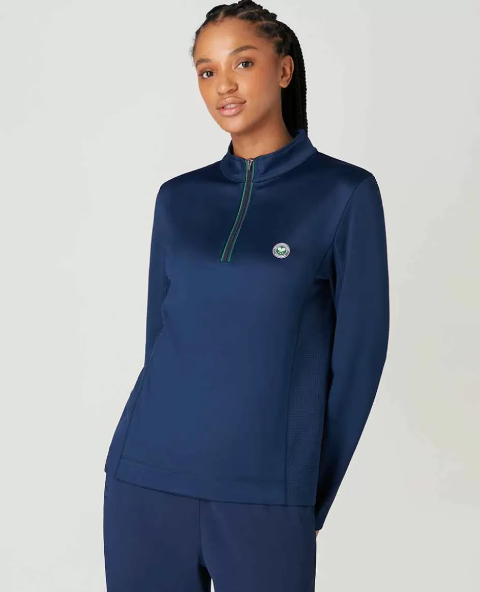 Wimbledon Womens Core Performance 1/4 Zip Training Top - Navy