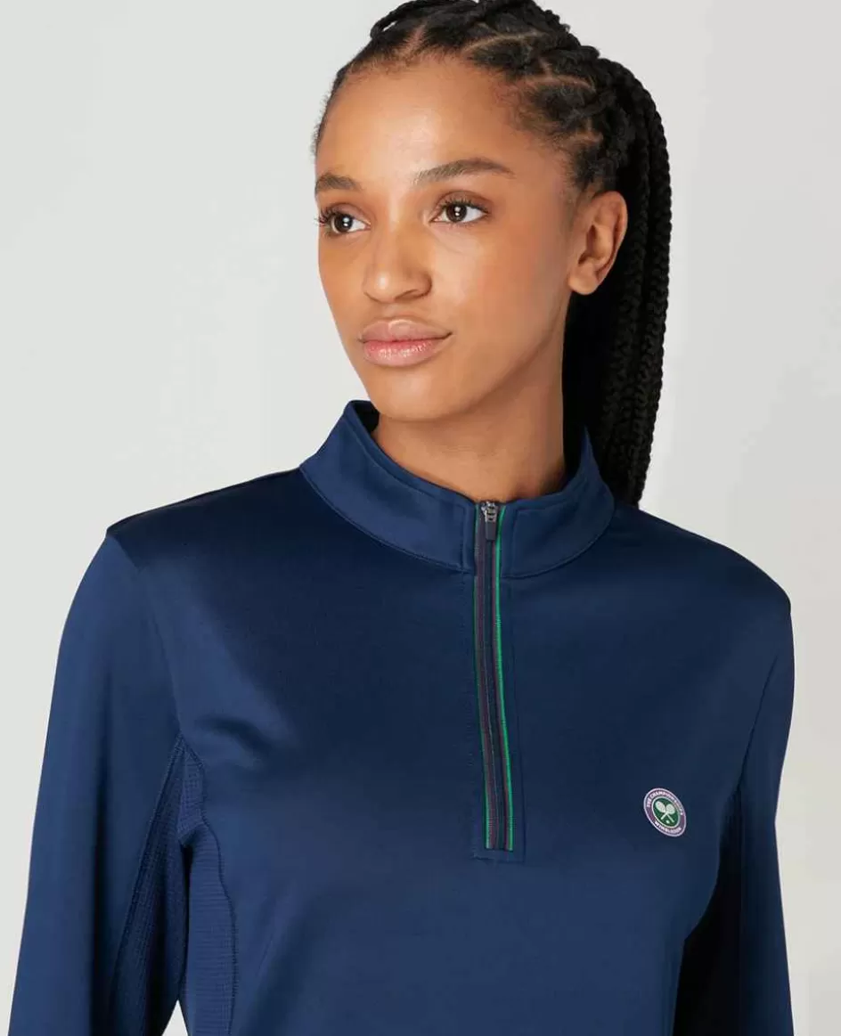 Wimbledon Womens Core Performance 1/4 Zip Training Top - Navy