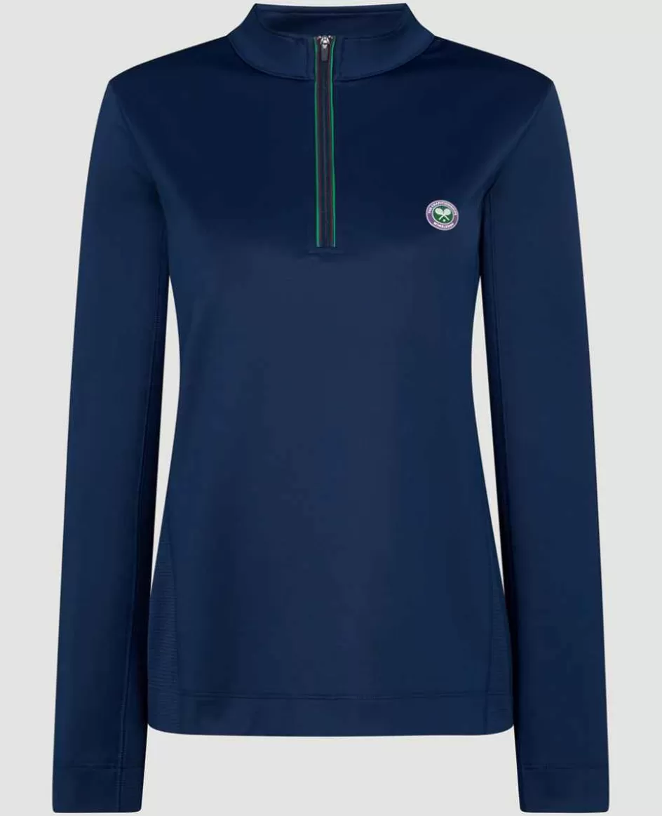Wimbledon Womens Core Performance 1/4 Zip Training Top - Navy
